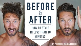 How To Style Men’s Hair Like A Pro In Less Than 10 Minutes  Hairstyle Tips by LA Model [upl. by Aikal590]