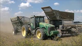 8420 AND 8270R JOHN DEERES PICKING PEANUTS BARBER FARMS 2018 PEANUT HARVEST PT3 [upl. by Risteau626]