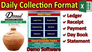 Daily Collection Format with Ledger Receipt Payment Statement DayBook [upl. by Ennaharas]