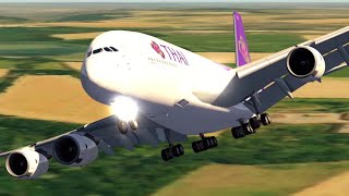 THAI AIRWAYS A380 GO AROUND [upl. by Airyt]