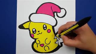 KAWAII PIKACHU FÜR WEIHNACHTEN  ZEICHNEN UND MALEN [upl. by Yeltnarb951]