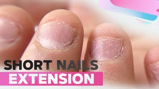 Short Nails Extension  Bitten Nails Transformation  Simple Glitter Nail Art [upl. by Jeffers325]