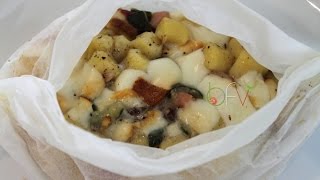 GNOCCHETTI DI PATATE AL CARTOCCIO CON ZUCCHINE SPECK E SCAMORZA  Buono Facile Veloce [upl. by Lukash]