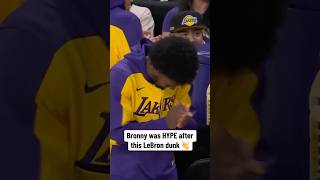 Bronny was FIRED UP for LeBrons dunk 🔥 [upl. by Razaile242]