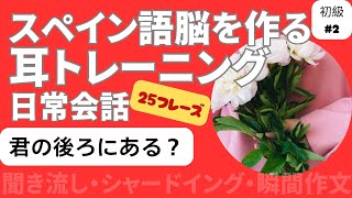 スペイン語日常会話フレーズ 初級2「君の後ろにある？」（聞き流し・シャドーイング・瞬間作文） [upl. by Gabrielle183]