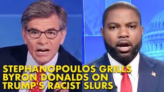 George Stephanopoulos RIPS Byron Donalds For Repeating Racist Kamala Harris Attack [upl. by Odey]