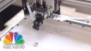 NoteWriting Robots Pen Letters In Your Handwriting  NBC News [upl. by Edvard632]