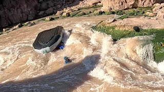 Grand Canyon Winter Rafting  Flip at Bedrock Rapid [upl. by Edda]