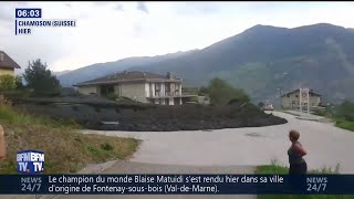 Une impressionnante coulée de boue déferle sur un village en Suisse [upl. by Skelton748]