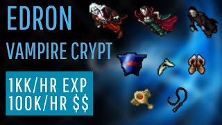 TIBIA RP 150 EDRON VAMPIRE CRYPT 1KKHR EXP E 100KHR PROFIT  BESTIARIO DICAS E MAIS [upl. by Lynd]