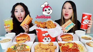 JOLLIBEE MUKBANG 🍗  FRIED CHICKEN CHICKEN SANDWICH SPAGHETTI PALABOK [upl. by Yunick]