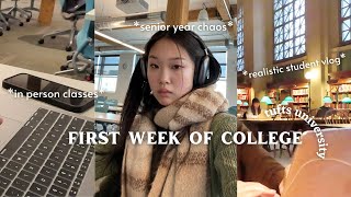 first week of college 📚🎧  senior tufts university in person classes a realistic student vlog [upl. by Rialc929]