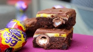 HOW TO MAKE CADBURY CREME EGG BROWNIES [upl. by Philip]