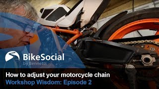 How to tighten your motorcycle chain  Workshop Wisdom Episode 2 [upl. by Ttebroc]