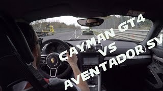 Porsche Cayman GT4 vs Lamborghini Aventador SV  Nürburgring  Nordschleife [upl. by Ferrell]