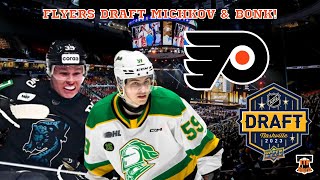 FLYERS DRAFT MATVEI MICHKOV amp OLIVER BONK REACTION amp WATCH PARTY [upl. by Falda90]