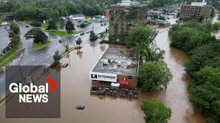 Nova Scotia flooding Aerial video shows large portions of urban areas underwater [upl. by Odnama]