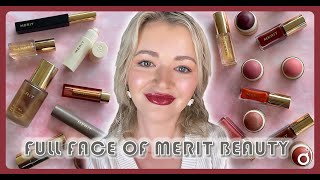 FULL FACE OF MERIT BEAUTY  Every Product  Foundation Wear Test  Lipstick Try On  BombshelRebeka [upl. by Lrad402]