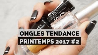 Comment poser un nailart ongles noir et tendance [upl. by Ayk]