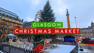 GLASGOW CHRISTMAS MARKET 2023 in the Snow  Scotland Walking Tour  4K  60FPS [upl. by Himelman]