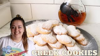 How To Make KOURABIEDES Greek Almond Butter Cookies  Recipe [upl. by Kimitri779]