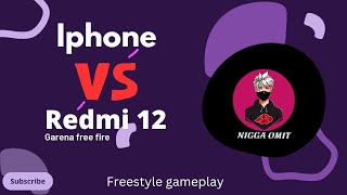 Iphone vs Redmi 12 phone hacker gameplay 1v 2 Only freestyle gameplay 2024 Garena free fire video [upl. by Leanard]