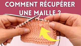 ✅ Récupérer une maille sur un tricot jersey ou point mousse Tuto pour apprendre à tricoter [upl. by Ahsekam]