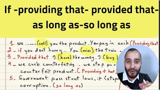 تمرين لدرس الشرط condition if as long as  providing that prided that للبكالوريا والتانية تانوي [upl. by Nnaira]