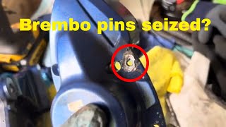 QUICK TIP  How to remove REALLY STUCK OR SEIZED brake pins on Brembo brakes BMW  Benz Audi [upl. by Nosraep717]