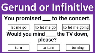 Gerund and Infinitive Quiz  Grammar Test [upl. by Artekal]