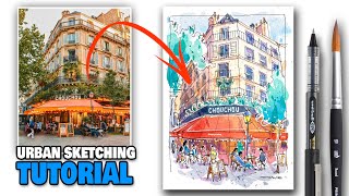 URBAN SKETCHING Tutorial  Simple Step By Step For Beginners [upl. by Rhona]