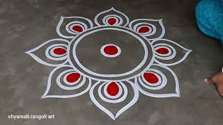 simple round alpona design for beginners  easy alpona design for laxmi puja  simple alpona designs [upl. by Nikolas402]