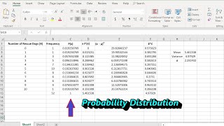 Example of a Probability Distribution Mean Variance and Standard Deviation with Excel [upl. by Ahsinal]