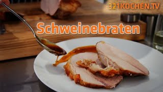 Schweinebraten aus dem Backofen mit Kruste selber zubereiten  mit Rezept [upl. by Steffie]