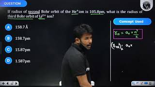 If radius of second Bohr orbit of the He ion is 1058 pm what is the radius of third Bohr orbit [upl. by Axela]