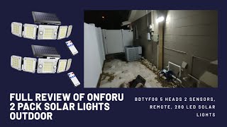 Onforu 2 Pack Solar Lights BDTYF08 5 Heads 2 Sensors Remote 280 LED Full Review And Tutorial [upl. by Giddings]