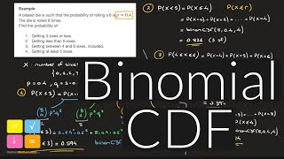 Binomial Distribution  Binomial CDF Cumulative Distribution Function Full Lesson with Examples [upl. by Bakki]