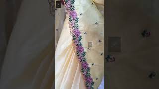 Cross Stitch Embroidery Glass Organza Saree  RP534 trending saree ahambotique fashion stlye [upl. by Nalod]