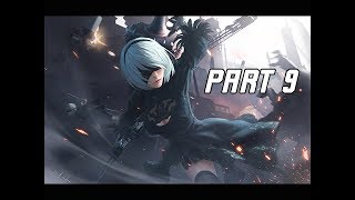 NIER AUTOMATA Walkthrough Part 9  Boss EMP Goliath PC Lets Play Commentary [upl. by Alikat]