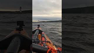 Windy sea kayaking to lighthouse  Advanced Elements Airfusion EVO kayak [upl. by Stiegler526]