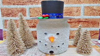 Basteln Schneeman Windlicht mit Zylinder selber machen  DIY  Decoration [upl. by Liahkim]