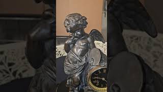 antique frenche marble spelter mantleclock [upl. by Ahsinit]