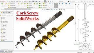 SolidWorks TutorialCorkscrew Modeling HelixSpiral [upl. by Goldfinch767]