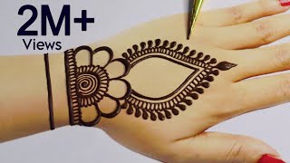 Latest Simple Backhand Mehndi design Easy Mehandi design Stylish Mehndi design trick Henna Mehndi [upl. by Oeflein]