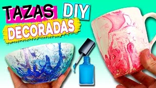 TAZAS decoradas con ESMALTE de uñas  Ideas para REGALAR [upl. by Cran]