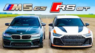 BMW M5 CS v Audi RS6 GT v AMG E63 S DRAG RACE [upl. by Odlonyer29]