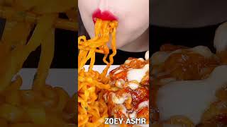 ASMR CARBO FIRE NOODLES SWEET FRIED CHICKEN shorts [upl. by Nhguavad]