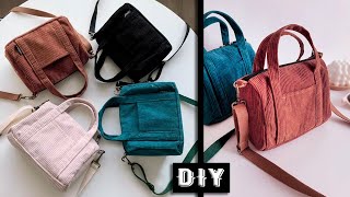 DIY Bag Making From Cloth Velvet Zip Bag with Pockets Design [upl. by Kcinomod]