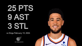 Devin Booker 25 pts 9 ast 3 stl vs Kings  February 13 2024 [upl. by Yetnom]