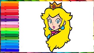 Easy Drawing Princess Peach for Kids🍑👸How to Draw Princess Peach Step by Stepprincess Peach Drawing [upl. by Aisatnaf]